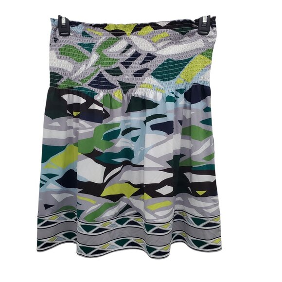 BCBGMaxAzria Women's Contemporary Art Abstract Print Flowy Smocked Tube Top O/S - Picture 1 of 6
